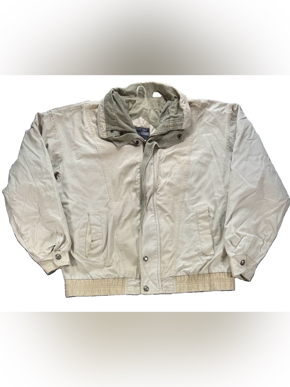 Vintage Members Only Mariner Jacket Men's Large Beige Full Zip Bomber Harrington
